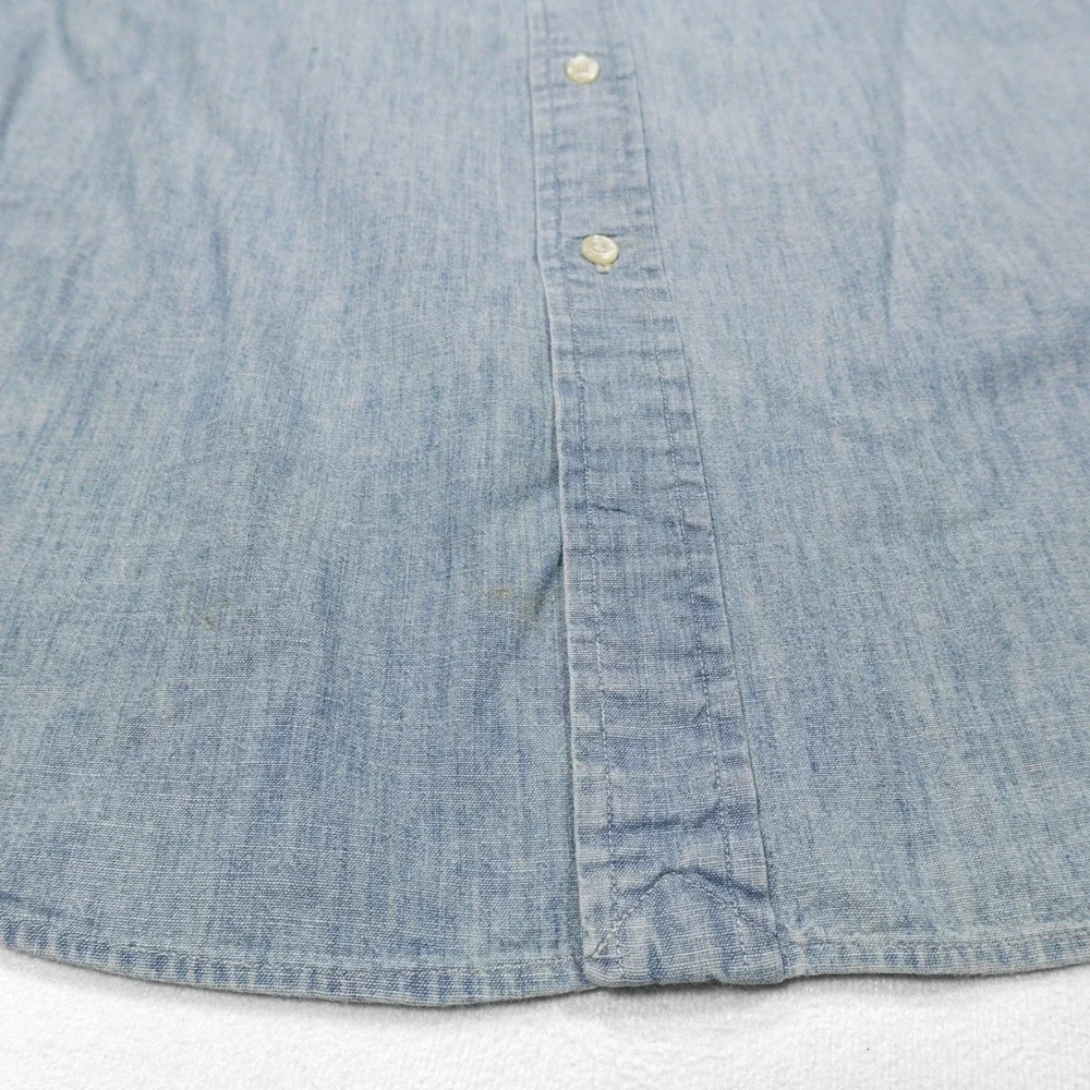 RALPH LAUREN Men's Size L Blue Cotton Chambray Button Down Long Sleeve Shirt - Picture 4 of 8